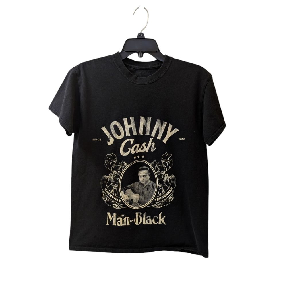 Johnny Cash Man In Black Shirt Women's Medium